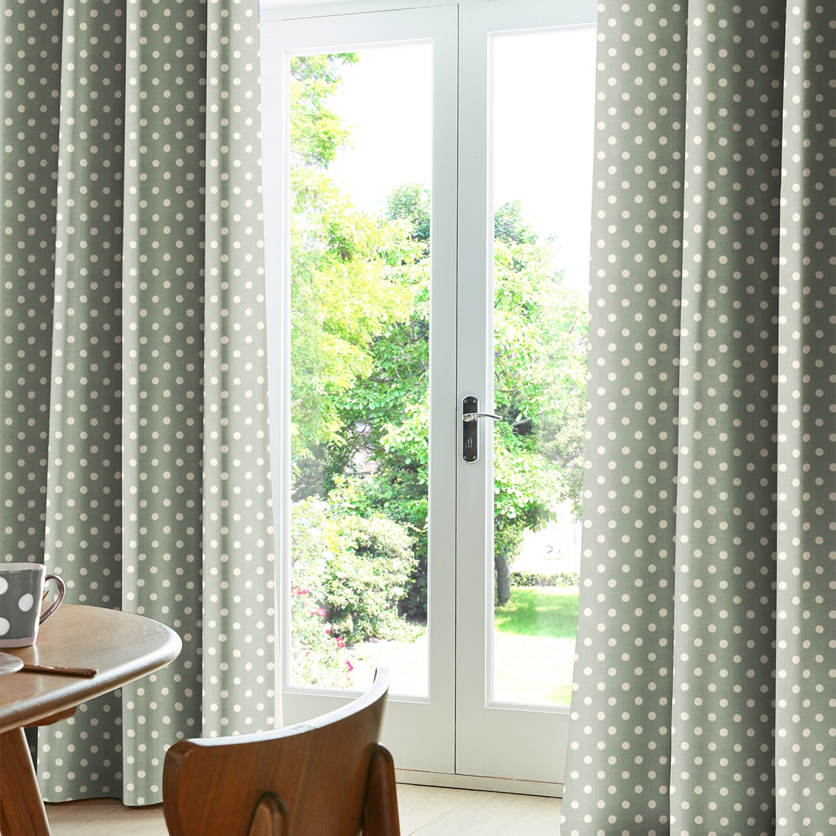 Product photograph of Cath Kidston Button Spot Aloe Curtain from Choice Furniture Superstore.